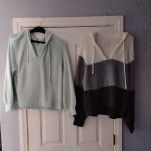 SO  Knit Hoodie Pullovers  1/Mint Green. 1/Gray & White. 2 for $30 / 1 for $20.